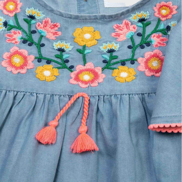 Embroidered Denim Dress