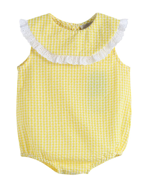 Yellow Gingham Collared Bubble Romper