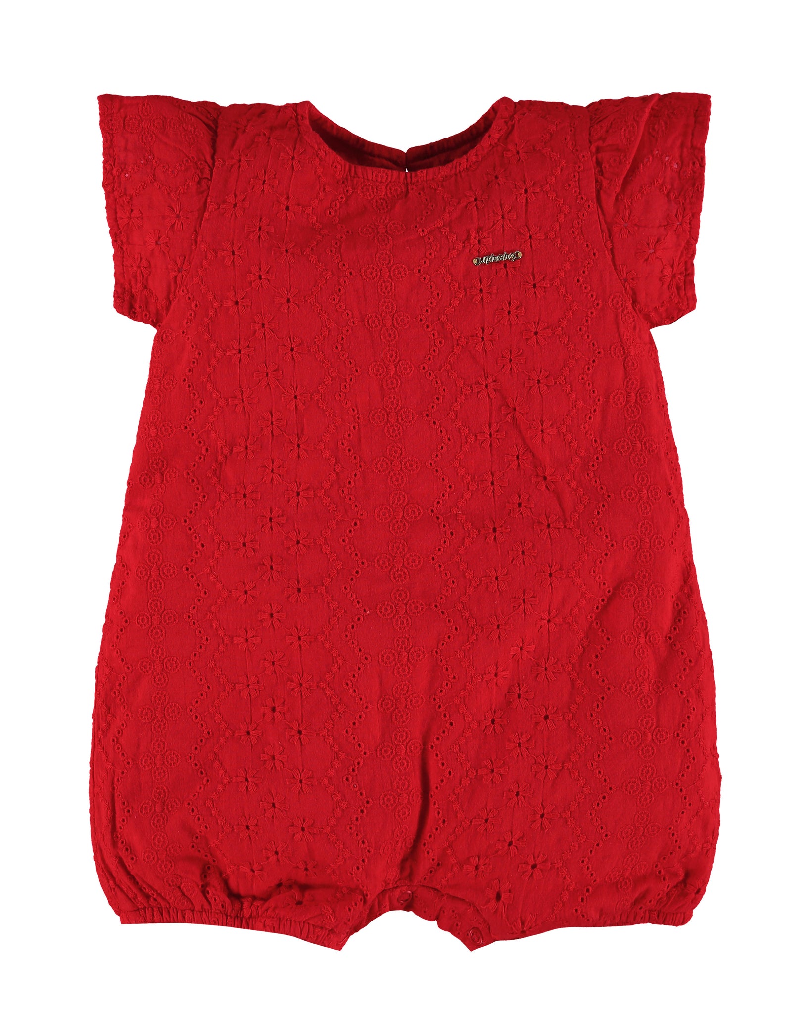 Red Eyelet Bubble Romper