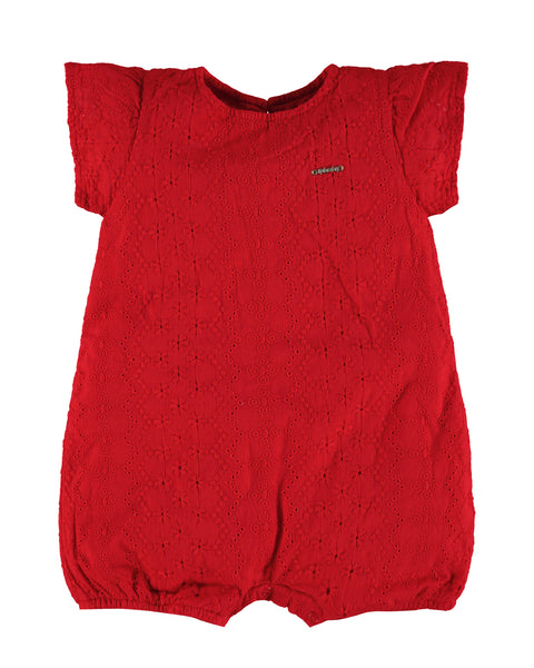 Red Eyelet Bubble Romper