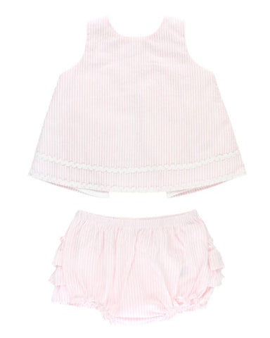 Pink Seersucker Swing Top & Bloomer Set