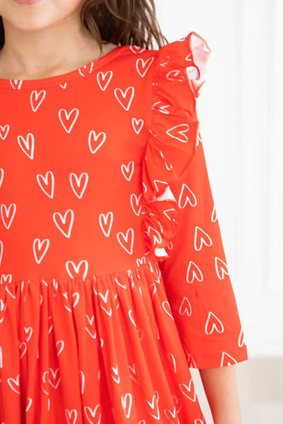 Hearts Red Ruffle Dress