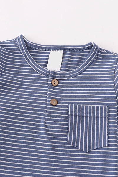 Navy Stripe Pocket Long Sleeve Shirt