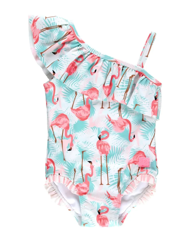 Flamingo One Shoulder Swimsuit