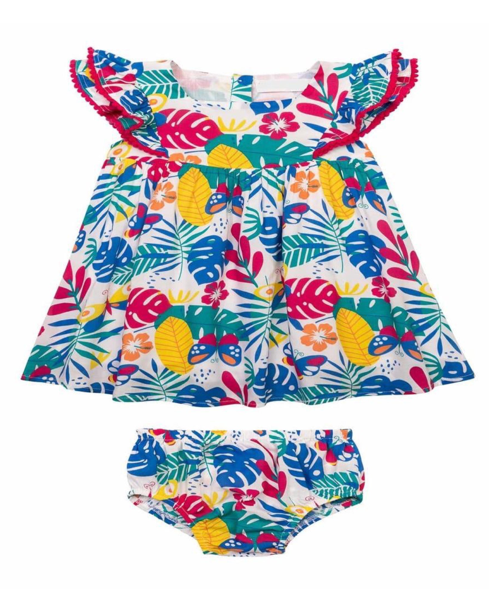 Tropical Flared Sleeved Baby Dress