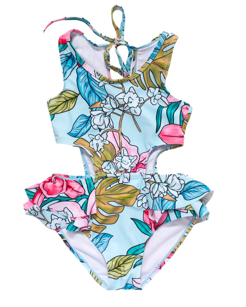 Bright Sea Cut-Out Ruffle Swimsuit
