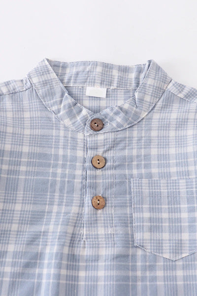 Blue Plaid Button Shirt